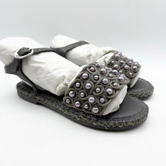 Sam Edelman Kids Holly Sandals US 1 M EU 32 Mockingbird Grey Linen NIB - Picture 4 of 11